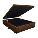 Cama Box Baú Casal Marrom Suede 42x138x188