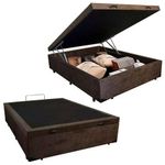 Cama Box Baú Casal Marrom Suede 42x138x188
