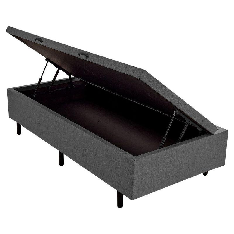 Cama Box Baú Solteiro Cinza Suede 42x88x188