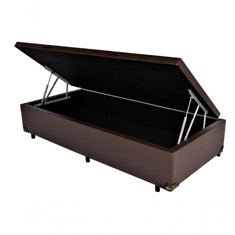 Cama Box Com Baú Solteiro Marrom Sintético 42x88x188