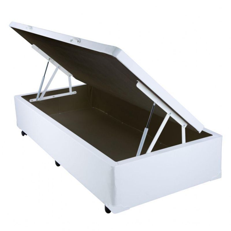 Cama Box Baú Solteiro 88x188x42 Premium Sintético Branco