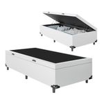 Cama Box Baú Solteiro 88x188x42 Premium Sintético Branco