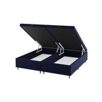 Cama Box Baú Queen Bipartido Azul 158x198x42