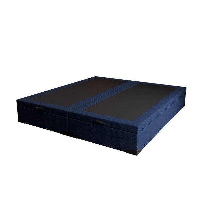 Cama Box Baú Queen Bipartido Azul 158x198x42