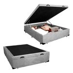 Cama Box Baú Casal Cinza Suede 42x138x188