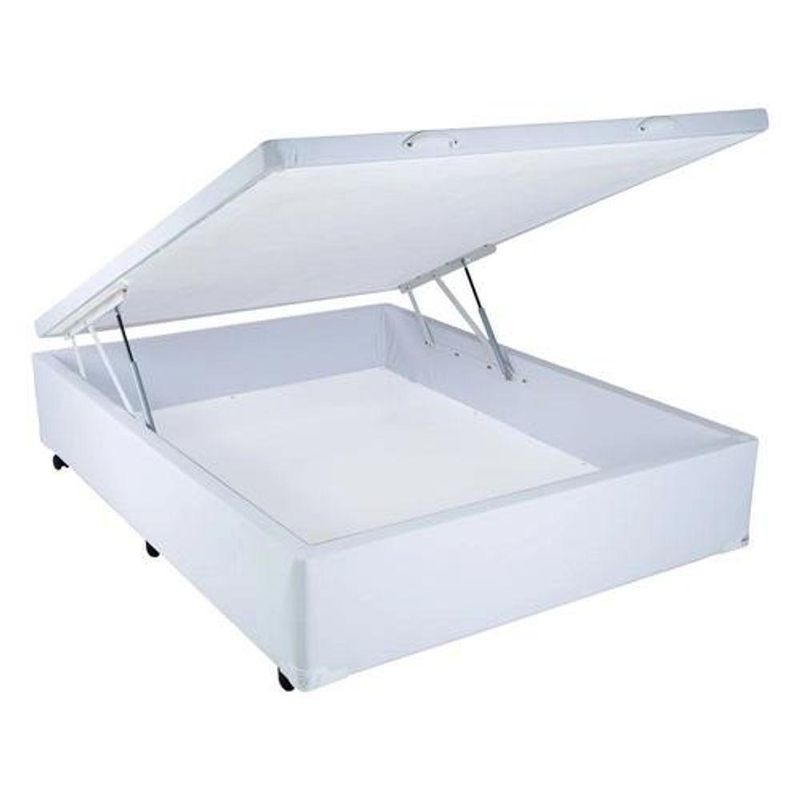 Cama Box Baú Casal Branco Sintético - 138x188