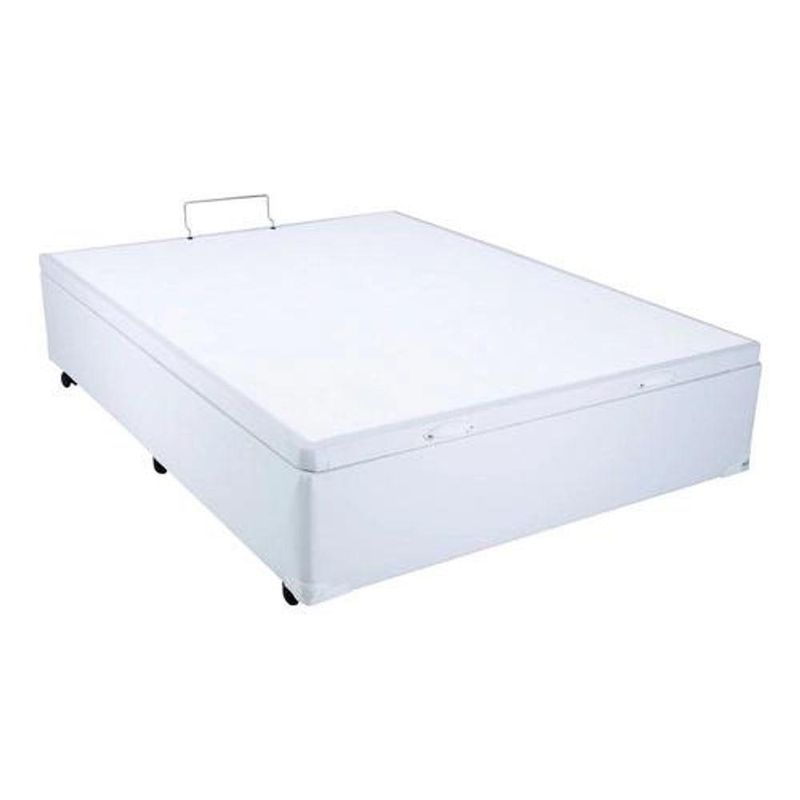Cama Box Baú Casal Branco Sintético - 138x188