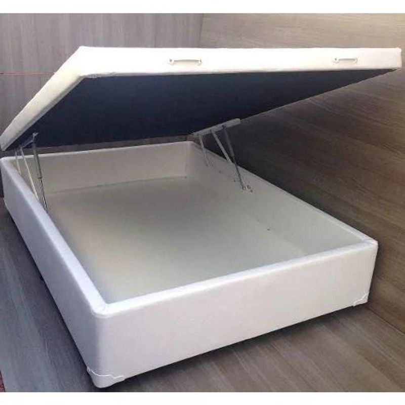 Cama Box Baú Casal Branco Sintético - 138x188