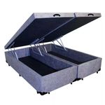 Cama Box Baú Casal Em Sued Cinza Bipartido - 138x188