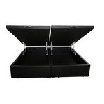 Cama Box Baú Casal Bipartida Preto Sintético 138x188