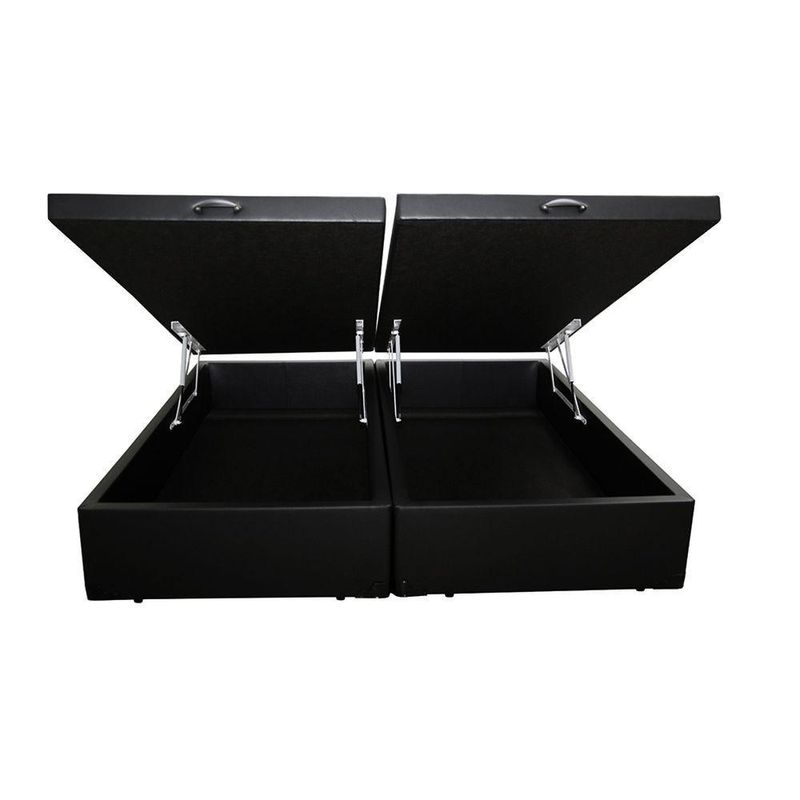 Cama Box Baú Casal Bipartida Preto Sintético 138x188