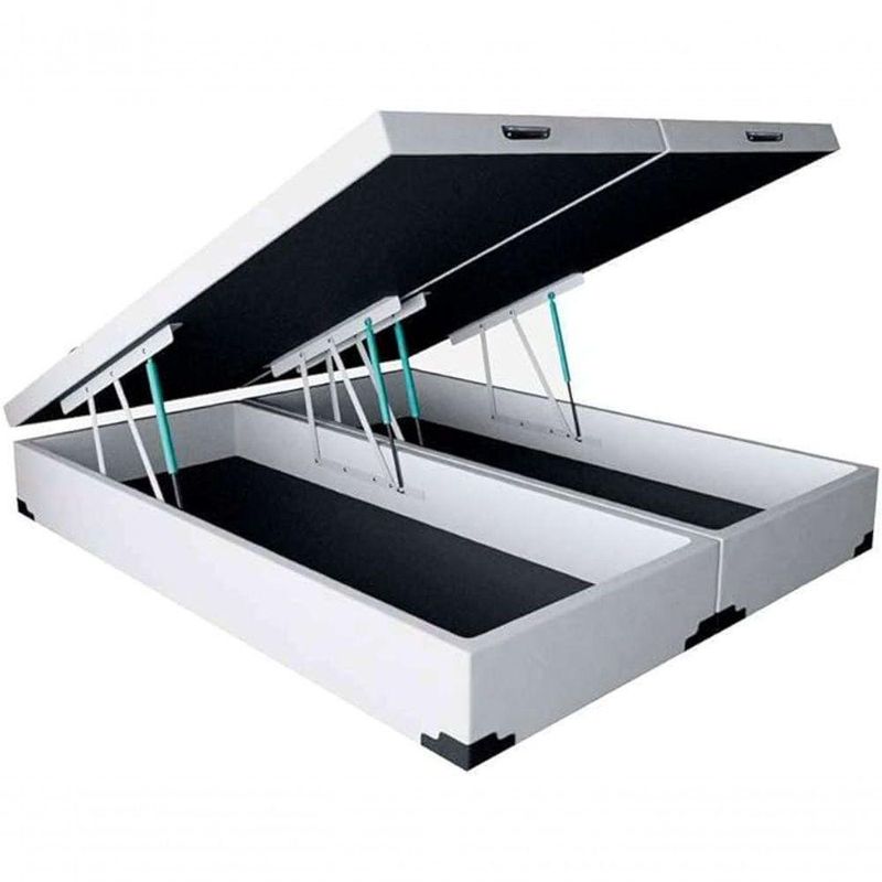 Cama Box Baú Queen Bipartido Branco Sintético 42x158x198