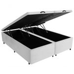 Cama Box Baú Casal Bipartida Branco Sintético 138x188