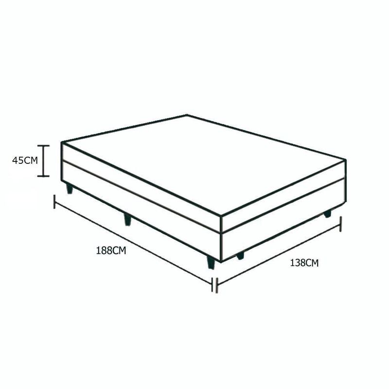 Cama Box Baú Casal Em Sued Cinza - 138x188