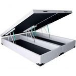 Cama Box Baú Queen Bipartido Sintético 42x158x198 Branco