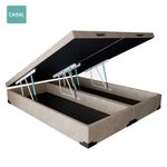 Cama Box Baú Casal Bipartido Bege Sintético 138x188