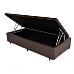Cama Box Com Baú Solteiro Marrom Sintético 88x188