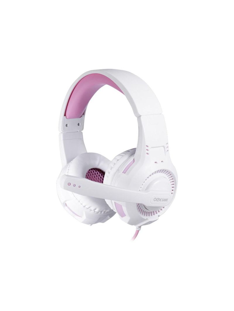 Headset gamer multiplataforma- gorky hs413 - oexgame branco e rosa