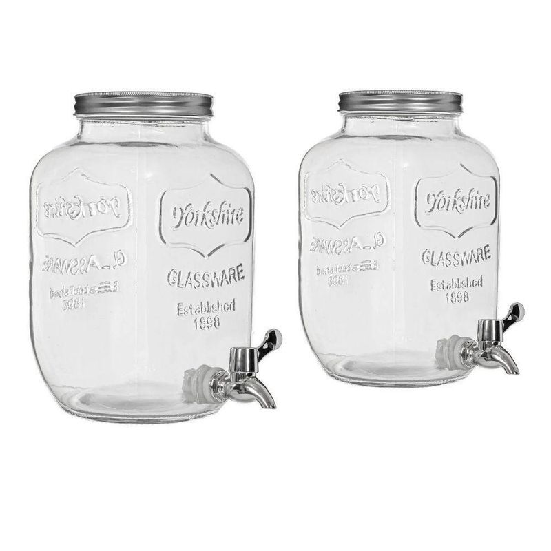 Suqueira Dupla Vidro 10 Litros Com Suporte Kit Conjunto Dispenser Refresqueira