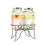 Suqueira Dupla Vidro 10 Litros Com Suporte Kit Conjunto Dispenser Refresqueira