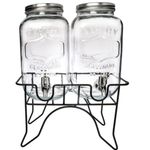 Suqueira Dupla Vidro 10 Litros Com Suporte Kit Conjunto Dispenser Refresqueira