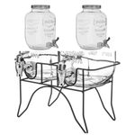 Suqueira Dupla Vidro 10 Litros Com Suporte Kit Conjunto Dispenser Refresqueira