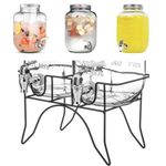 Suqueira Dupla Vidro 10 Litros Com Suporte Kit Conjunto Dispenser Refresqueira