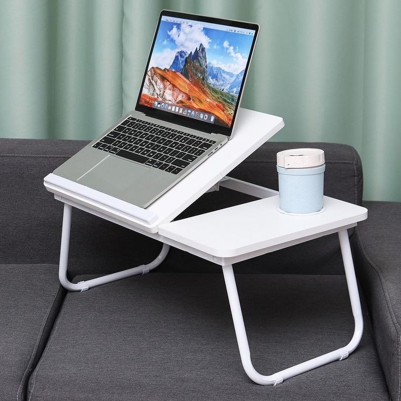 Suporte Para Notebook Mesa Madeira Dobravel Branca