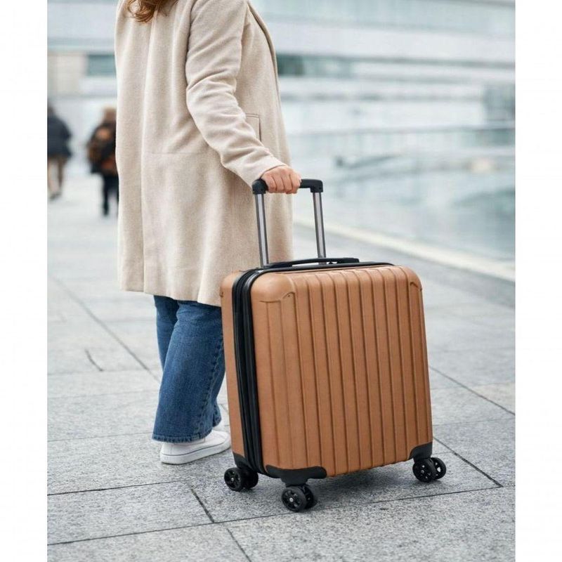 Mala Viagem Rigida Abs Bordo Pequena Giro 360 Mao Padrao Dourado