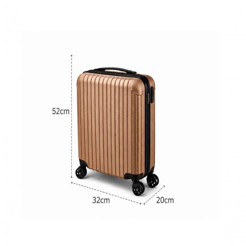 Mala Viagem Rigida Abs Bordo Pequena Giro 360 Mao Padrao Dourado