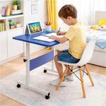 Mesa Com Rodinhas Azul Altura Ajustavel Multiuso
