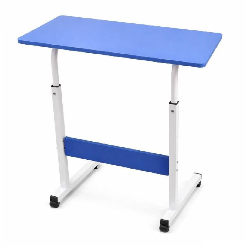 Mesa Com Rodinhas Azul Altura Ajustavel Multiuso