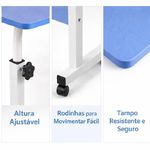Mesa Com Rodinhas Azul Altura Ajustavel Multiuso