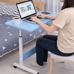 Mesa Com Rodinhas Azul Altura Ajustavel Multiuso