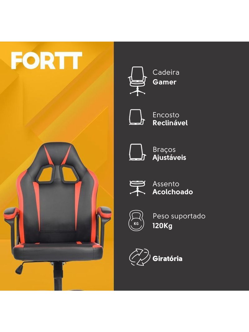Cadeira Gamer Fortt Harbin Vermelha CGF022-V