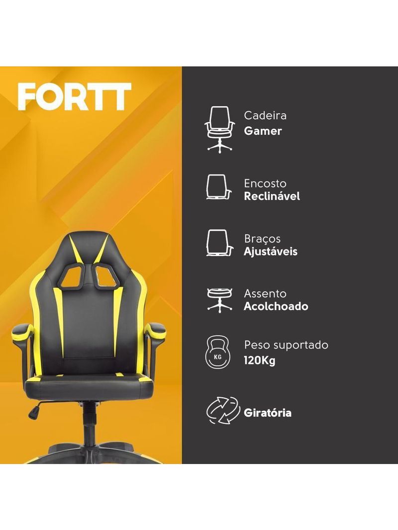 Cadeira Gamer Fortt Harbin Amarela - CGF022-AM