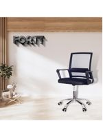 Cadeira De Escritório Secretária Com Base Cromada Com Rodinha Fortt Madri Preta - Csf05-p