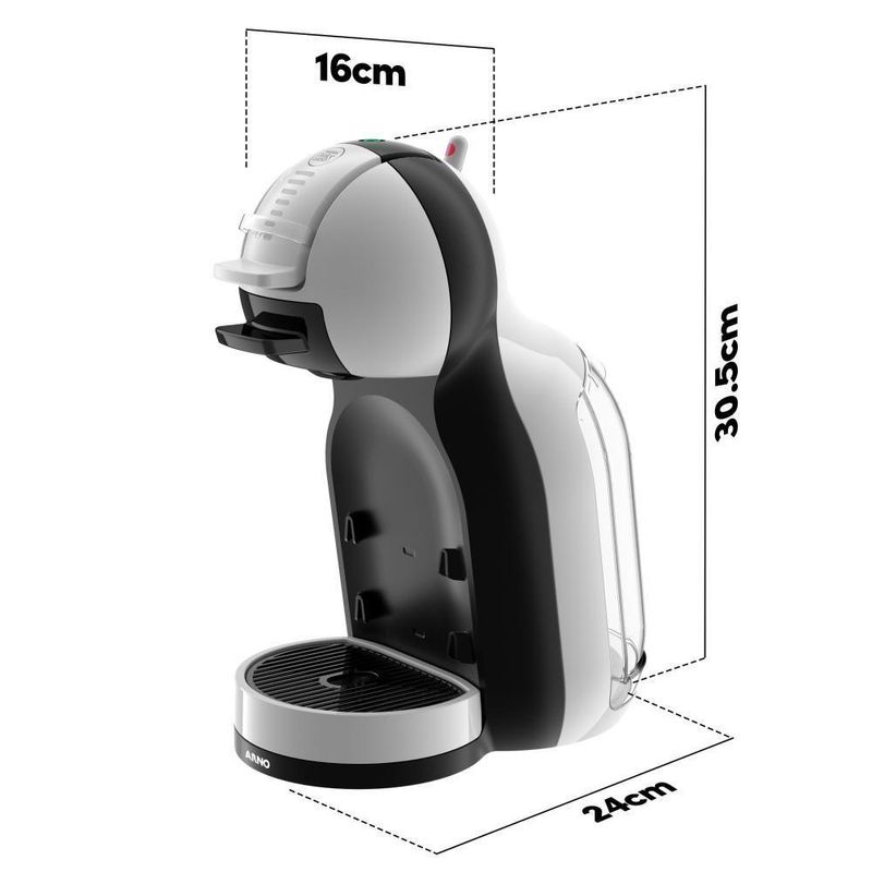 Kit Cafeteira de Cápsulas Nestlé Mini Me Cinza e Preta com 30 Unidades para Bebidas Quentes e Frias 220V