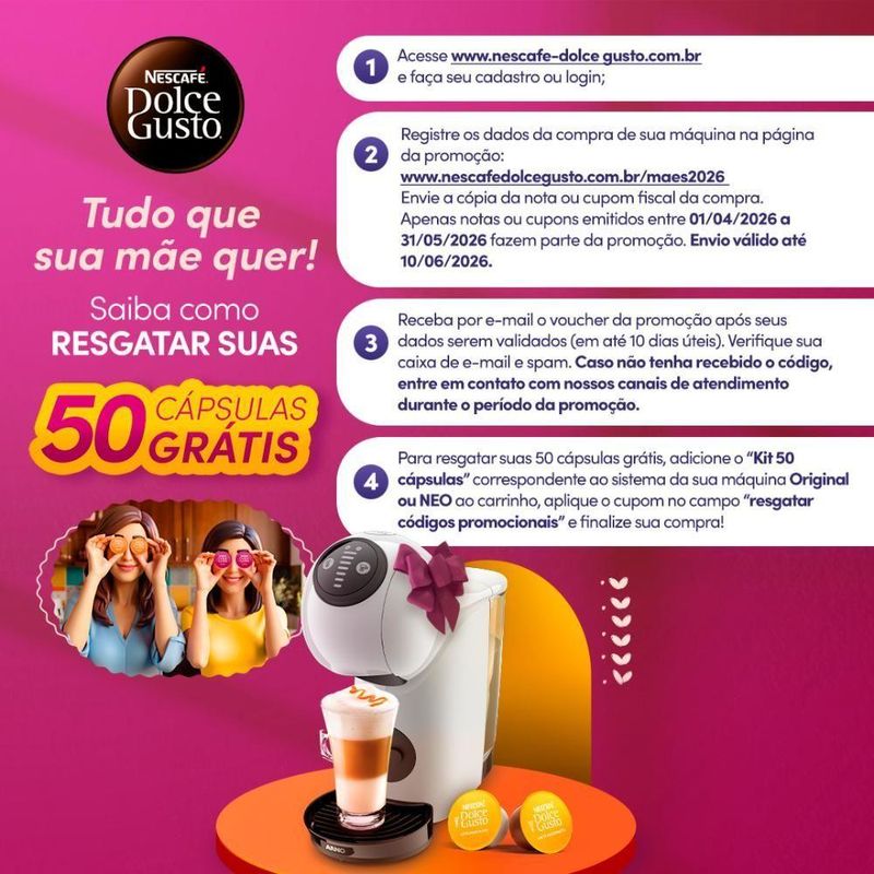 Cafeteira Dolce Gusto Genio S Basic Branco para Cápsulas com Painel LED 220V