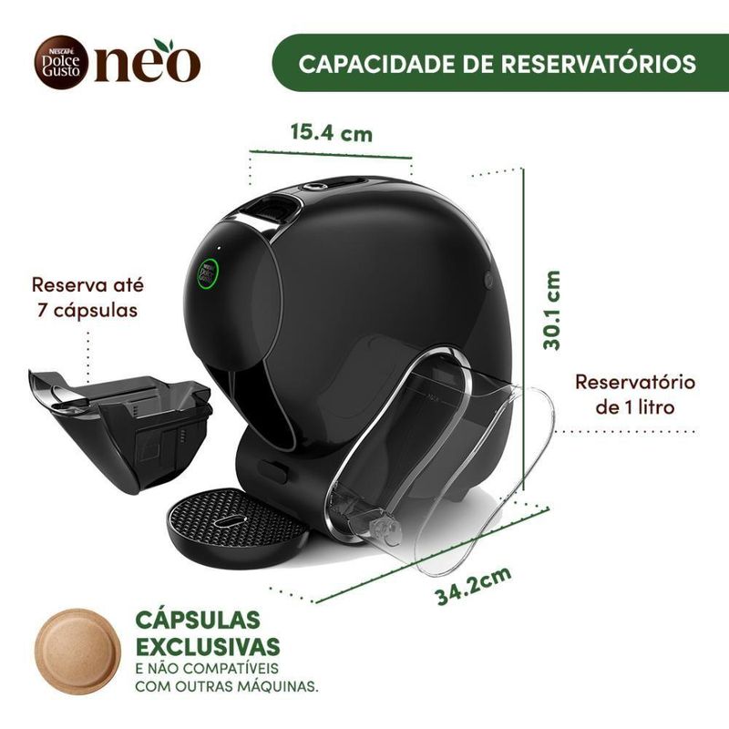 Cafeteira Dolce Gusto Neo Exclusiva Cafés Pretos Nescafé Preta Onyx 220V