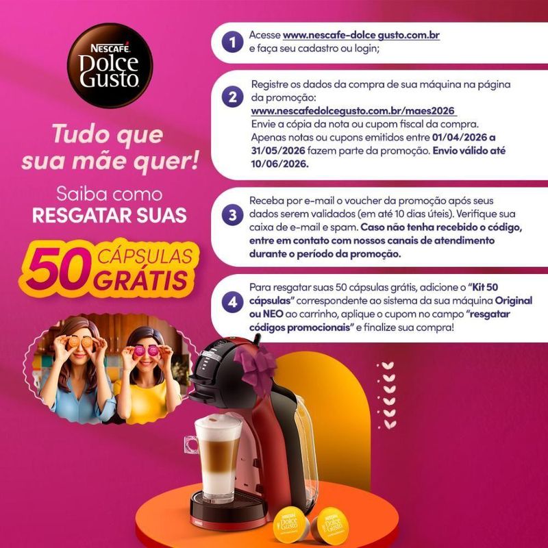 Cafeteira de Cápsulas Dolce Gusto Mini Me Vermelho e Preto Automática 220V