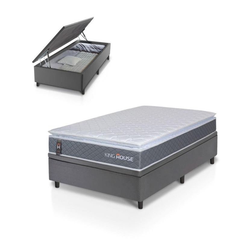 Cama Box Baú Luanda Espuma D28 Solteirão 96x203 King House