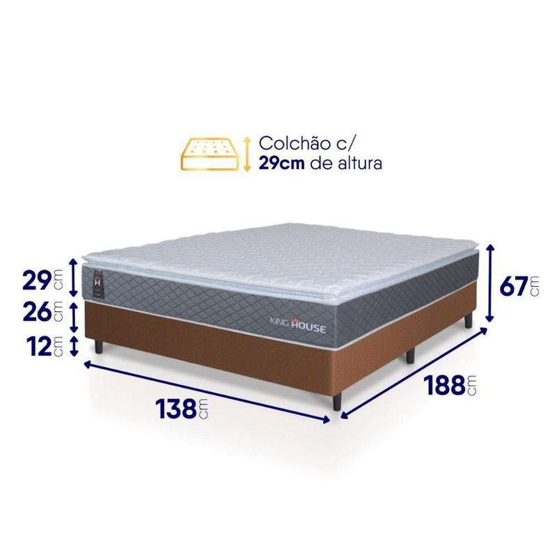 Cama Box Argel Espuma D33 Casal 138x188 Marrom King House