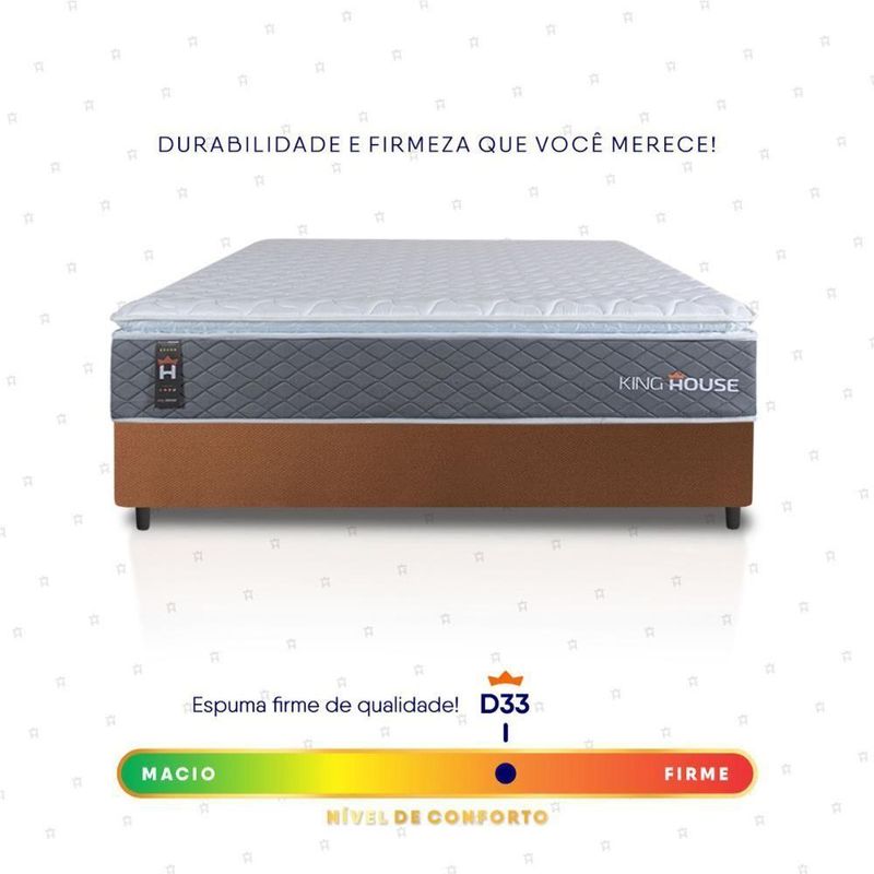 Cama Box Argel Espuma D33 Casal 138x188 Marrom King House