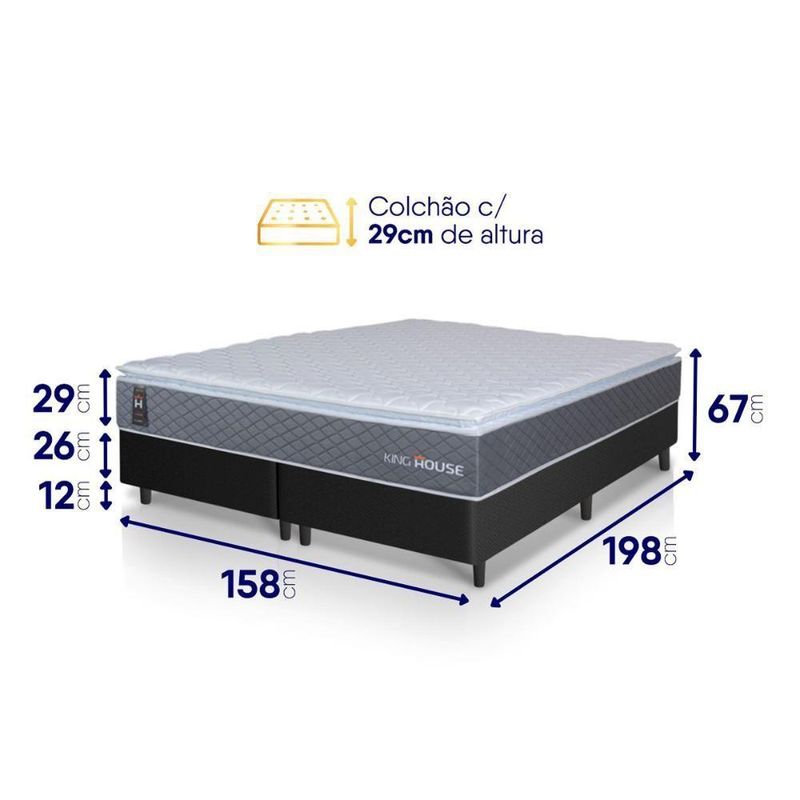 Cama Box Argel Espuma D33 Queen 158x198 Preto King House