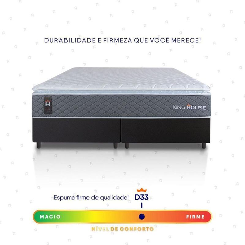 Cama Box Argel Espuma D33 Queen 158x198 Preto King House