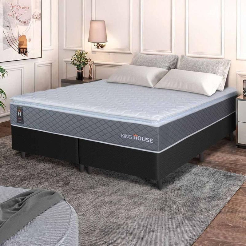 Cama Box Argel Espuma D33 Queen 158x198 Preto King House