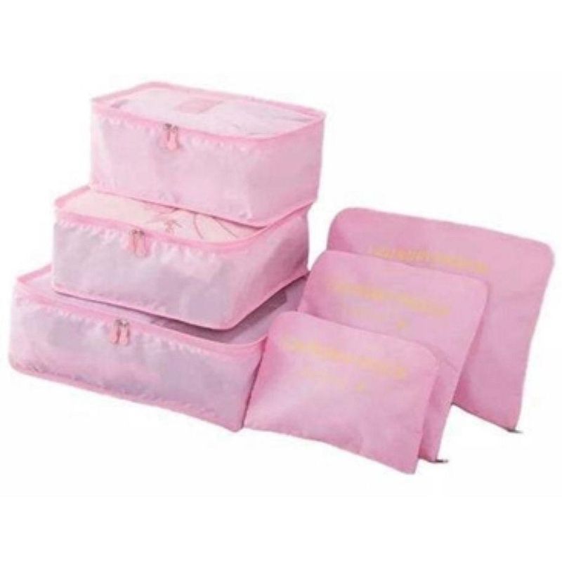 Conjunto Organizador Mala 6 Em 1 Rosa Viagem Organização