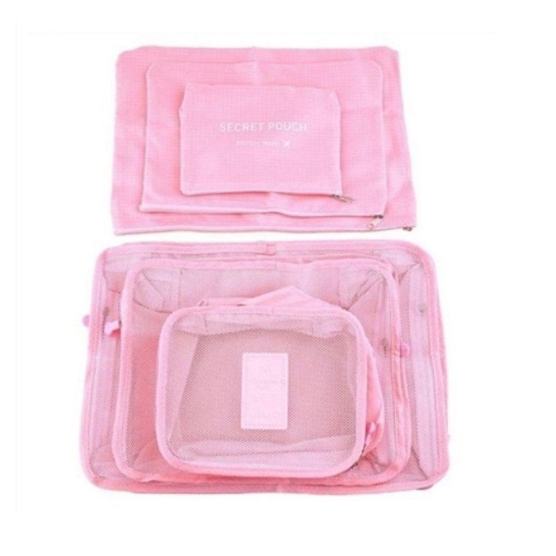 Conjunto Organizador Mala 6 Em 1 Rosa Viagem Organização