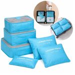 Conjunto Organizador De Mala 6 Peças Azul Zíper Ideal Viagem